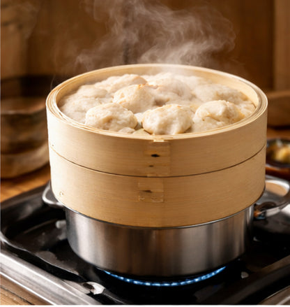2-Tier Bamboo Steamer Basket (10-inch)